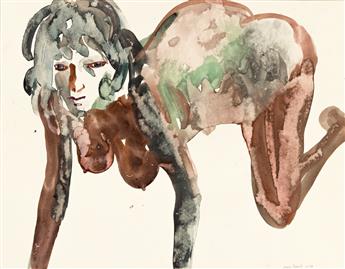 MARY FRANK (1933 - ) Two watercolors.